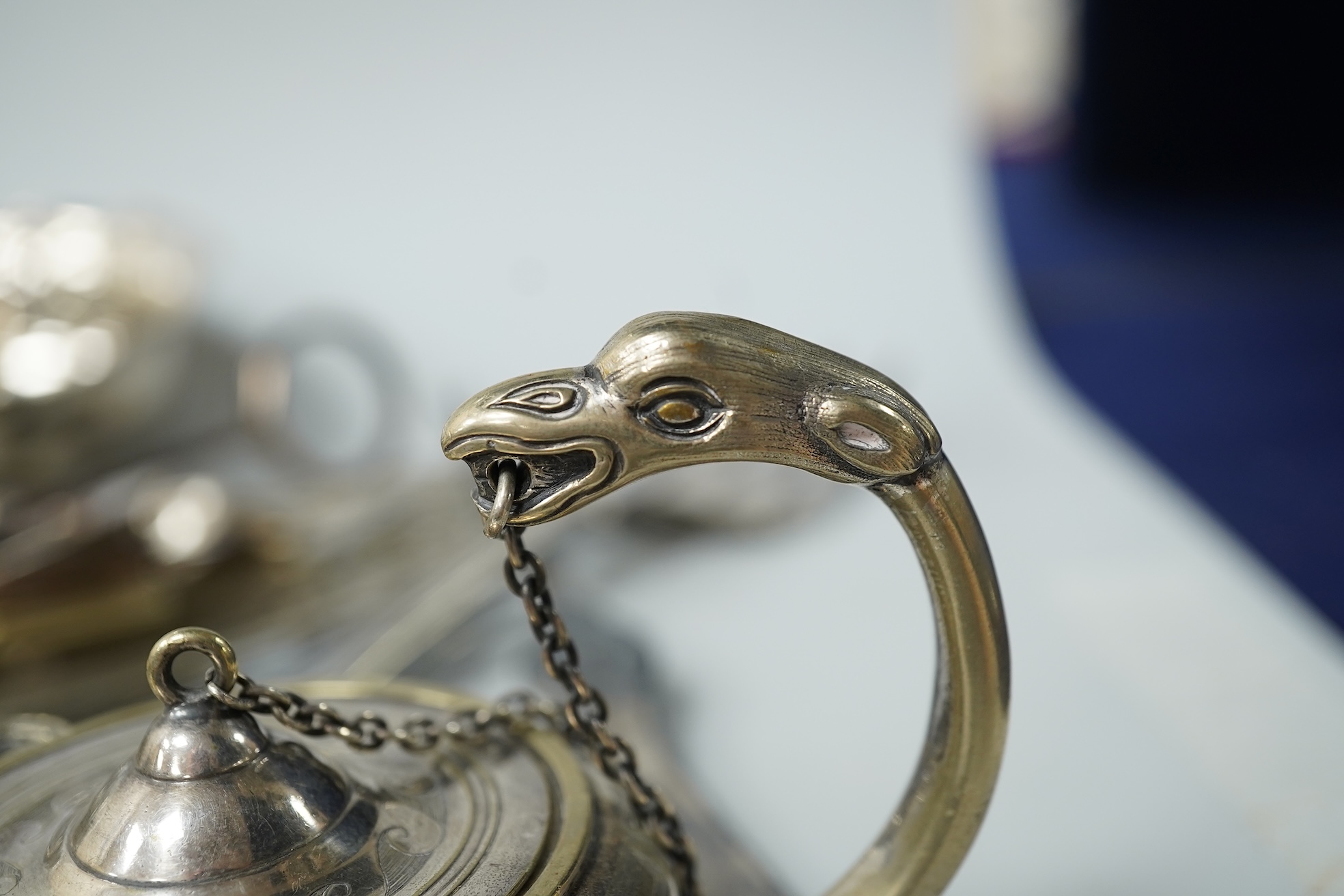 A collection of various plated wares and small silver